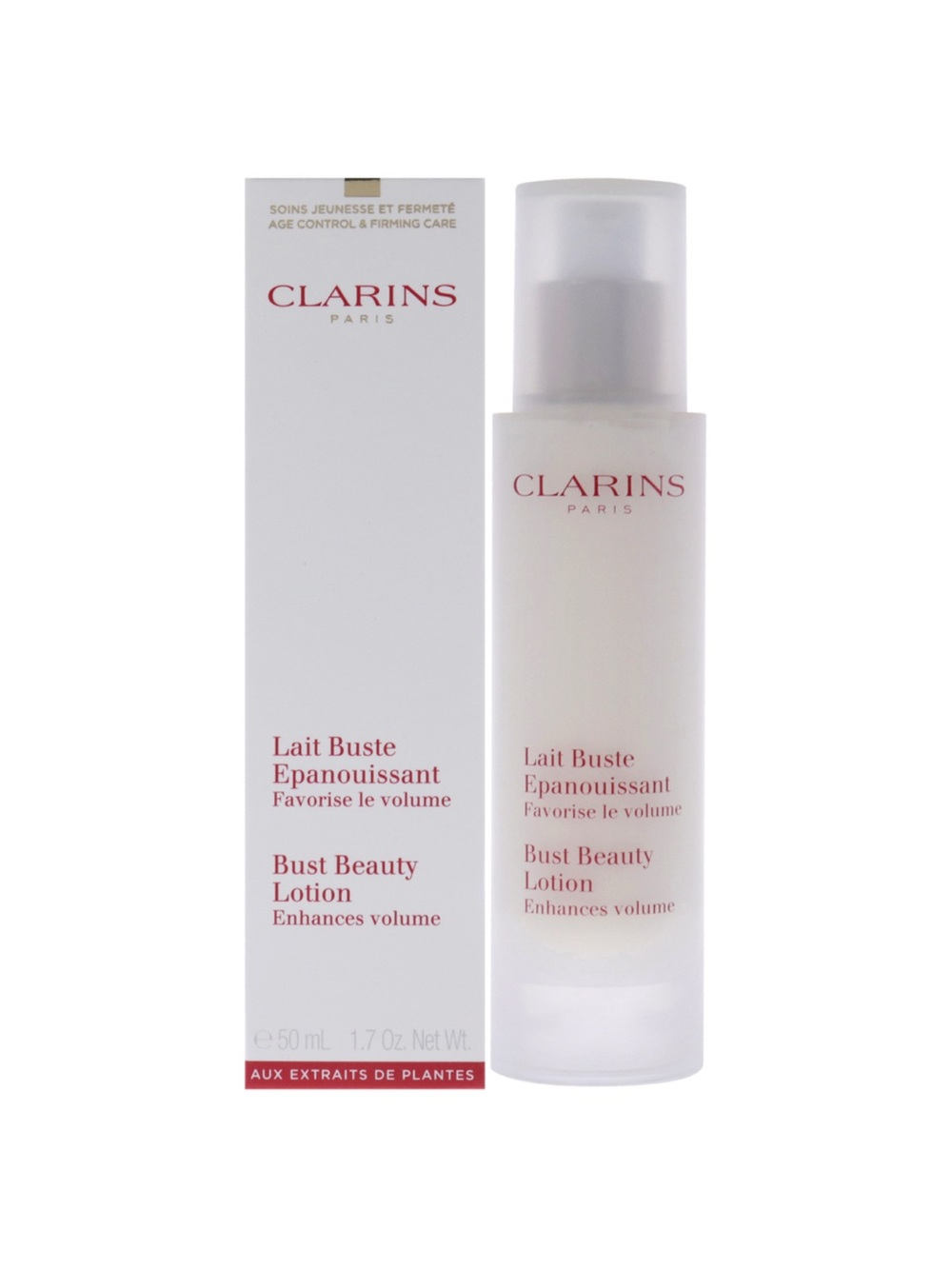 NIB 🌼 Clarins Bust Beauty Lotion - White Bottle with Red Accents